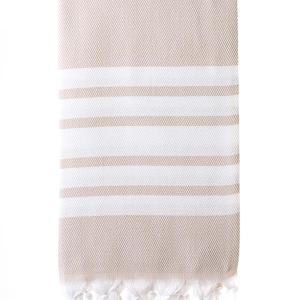 Turkish Bath / Beach Towel – Herringbone (100x180cm) – Sand and White Turkish Bath / Beach Towel – Herringbone (100x180cm) – Sand and White