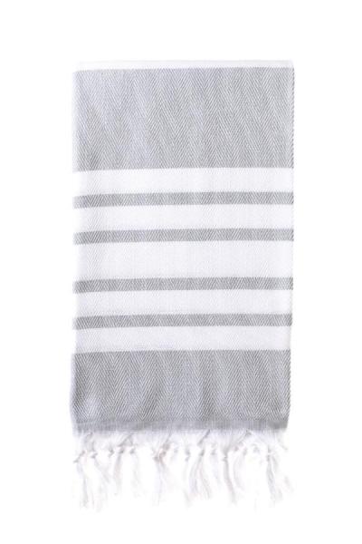 Turkish Bath / Beach Towel – Herringbone (100x180cm) – Light Grey and White Turkish Bath / Beach Towel – Herringbone (100x180cm) – Light Grey and White