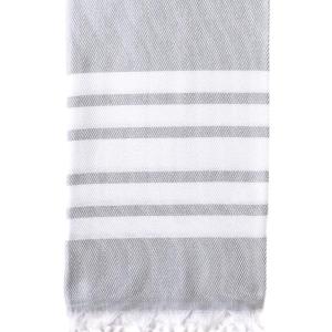 Turkish Bath / Beach Towel – Herringbone (100x180cm) – Light Grey and White Turkish Bath / Beach Towel – Herringbone (100x180cm) – Light Grey and White