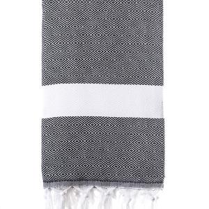 Turkish Bath / Beach Towel (100% Cotton) – Diamanta (100x180cm) – Black Turkish Bath / Beach Towel (100% Cotton) – Diamanta (100x180cm) – Black