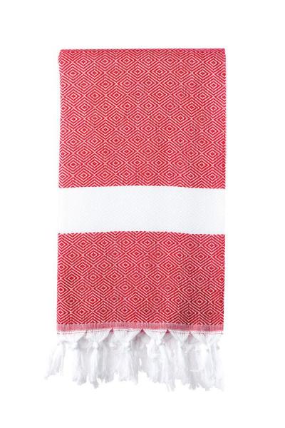 Turkish Bath / Beach Towel (100% Cotton)-Diamanta (100x180cm) – Cherry Red Turkish Bath / Beach Towel (100% Cotton)-Diamanta (100x180cm) – Cherry Red