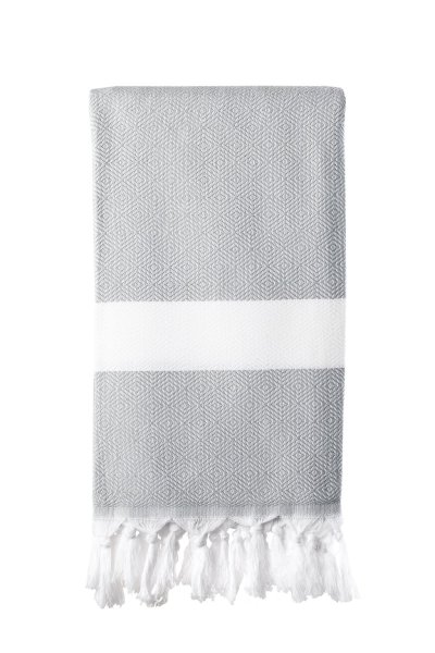 Turkish Bath / Beach Towel (100% Cotton)-Diamanta (100x180cm) – Light Grey Turkish Bath / Beach Towel (100% Cotton)-Diamanta (100x180cm) – Light Grey