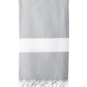 Turkish Bath / Beach Towel (100% Cotton)-Diamanta (100x180cm) – Light Grey Turkish Bath / Beach Towel (100% Cotton)-Diamanta (100x180cm) – Light Grey