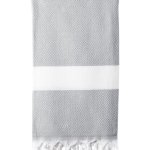 Turkish Bath / Beach Towel (100% Cotton)-Diamanta (100x180cm) – Light Grey Turkish Bath / Beach Towel (100% Cotton)-Diamanta (100x180cm) – Light Grey