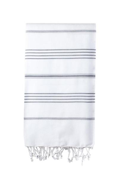 Turkish Bath / Beach Towel – Elim (100x180cm) – White and Dark Grey Turkish Bath / Beach Towel – Elim (100x180cm) – White and Dark Grey