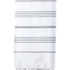 Turkish Bath / Beach Towel – Elim (100x180cm) – White and Dark Grey Turkish Bath / Beach Towel – Elim (100x180cm) – White and Dark Grey