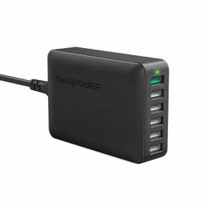 RAVPower 6 Port 60W 1xQC3.0|5xUSB Desktop iSmart Charger – Black RAVPower 6 Port 60W 1xQC3.0|5xUSB Desktop iSmart Charger – Black