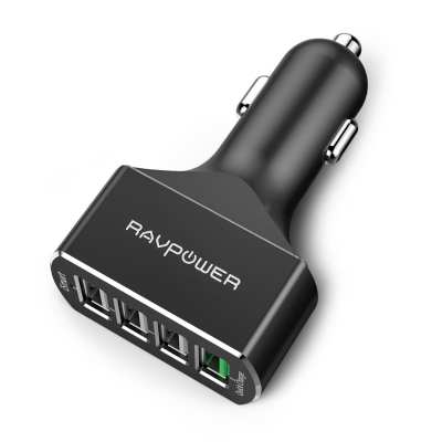 RAVPOWER 4 Port 54W 1xQC3.0|3xUSB Car Charger – Black RAVPOWER 4 Port 54W 1xQC3.0|3xUSB Car Charger – Black