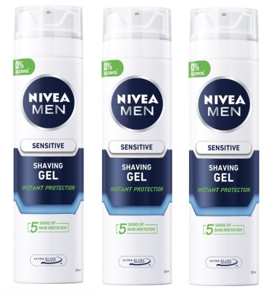 Nivea Men – Sensitive Shaving Gel – Instant Protection (3 x 200ml) Nivea Men – Sensitive Shaving Gel – Instant Protection (3 x 200ml)