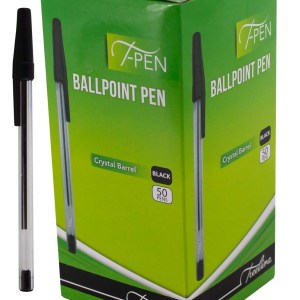 Treeline Ballpoint Pens Crystal Barrel T-Pen Black – Box of 50 Treeline Ballpoint Pens Crystal Barrel T-Pen Black – Box of 50