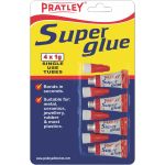 Pratley Superglue 4 x 1g single-use tubes Pratley Superglue 4 x 1g single-use tubes
