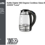 Taurus Kettle Digital 360 Degree Cordless Glass Black 1.7L 2200W “Lena” Taurus Kettle Digital 360 Degree Cordless Glass Black 1.7L 2200W “Lena”