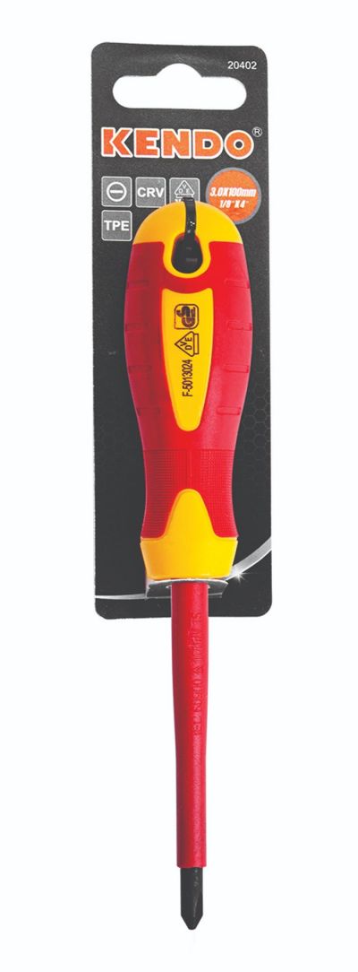 Kendo Vde Screwdrivers, Slotted 3Mmx100Mm Kendo Vde Screwdrivers, Slotted 3Mmx100Mm