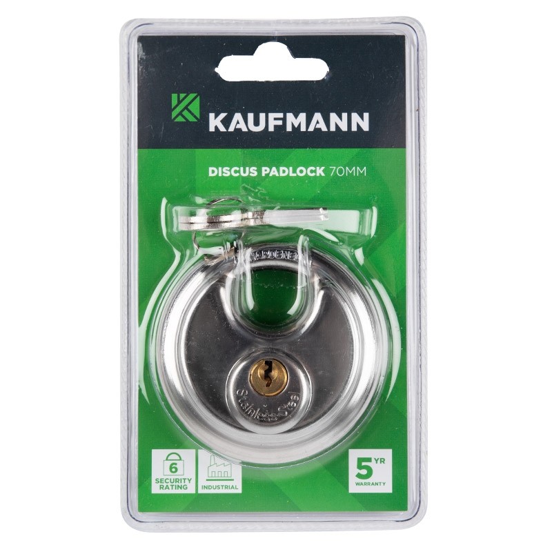Kaufmann Padlock Discus 70Mm S/ Steel Kaufmann Padlock Discus 70Mm S/ Steel