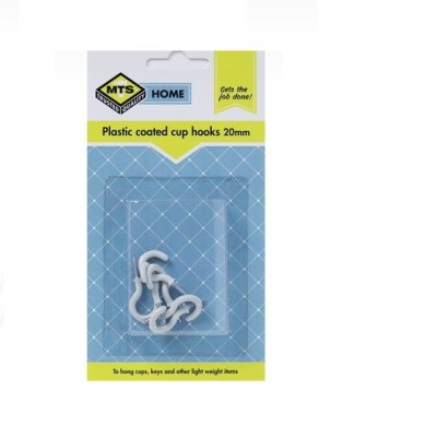 MTS Home Cup Hooks 20mm P/Coated 6 Pieces MTS Home Cup Hooks 20mm P/Coated 6 Pieces