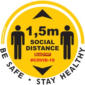 Covid 19 – 300mm Round Social Distancing Graphic – Tork Craft Yellow Covid 19 – 300mm Round Social Distancing Graphic – Tork Craft Yellow