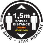 Covid 19 – 300mm Round Social Distancing Graphic – Tork Craft Black Covid 19 – 300mm Round Social Distancing Graphic – Tork Craft Black