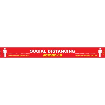 Covid 19 – 800mm X 80mm Social Distancing Strips – Tork Craft Red Behind Line Covid 19 – 800mm X 80mm Social Distancing Strips – Tork Craft Red Behind Line