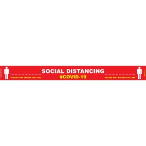 Covid 19 – 800mm X 80mm Social Distancing Strips – Tork Craft Red Behind Line Covid 19 – 800mm X 80mm Social Distancing Strips – Tork Craft Red Behind Line