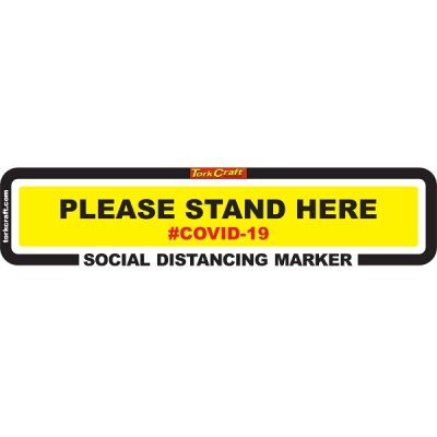 Covid 19 – 450mm X 110mm Social Distancing Strips – Tork Craft Yellow Stand Here Covid 19 – 450mm X 110mm Social Distancing Strips – Tork Craft Yellow Stand Here