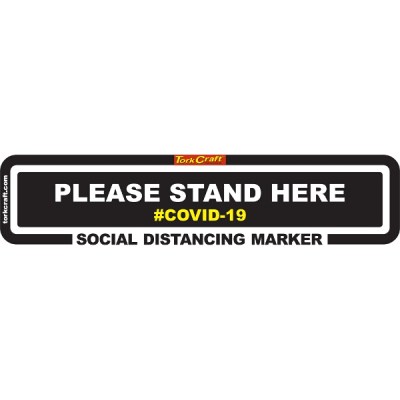 Covid 19 – 450mm X 110mm Social Distancing Strips – Tork Craft Black Stand Here Covid 19 – 450mm X 110mm Social Distancing Strips – Tork Craft Black Stand Here