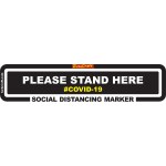 Covid 19 – 450mm X 110mm Social Distancing Strips – Tork Craft Black Stand Here Covid 19 – 450mm X 110mm Social Distancing Strips – Tork Craft Black Stand Here
