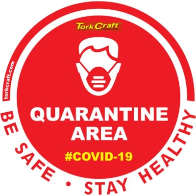 Covid 19 – 170mm Round Awareness Graphic – Tork Craft Red Quarantine Area Covid 19 – 170mm Round Awareness Graphic – Tork Craft Red Quarantine Area