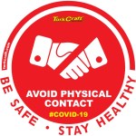 Covid 19 – 170mm Round Awareness Graphic – Tork Craft Red No Contact Covid 19 – 170mm Round Awareness Graphic – Tork Craft Red No Contact