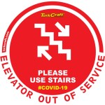 Covid 19 – 170mm Round Awareness Graphic – Tork Craft Red Use Stairs Here Covid 19 – 170mm Round Awareness Graphic – Tork Craft Red Use Stairs Here