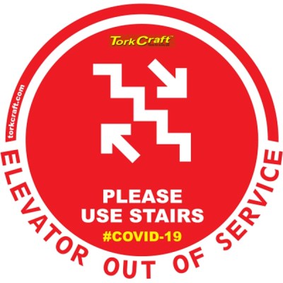 Covid 19 – 170mm Round Awareness Graphic – Tork Craft Red Use Stairs Here Covid 19 – 170mm Round Awareness Graphic – Tork Craft Red Use Stairs Here