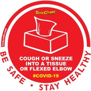 Covid 19 – 170mm Round Awareness Graphic – Tork Craft Red How To Cough Covid 19 – 170mm Round Awareness Graphic – Tork Craft Red How To Cough