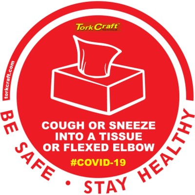 Covid 19 – 170mm Round Awareness Graphic – Tork Craft Red How To Cough Covid 19 – 170mm Round Awareness Graphic – Tork Craft Red How To Cough