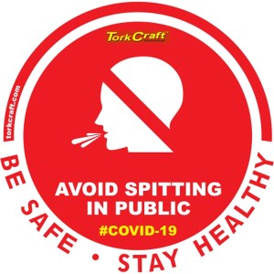 Covid 19 – 170mm Round Awareness Graphic – Tork Craft Red No Spitting Covid 19 – 170mm Round Awareness Graphic – Tork Craft Red No Spitting