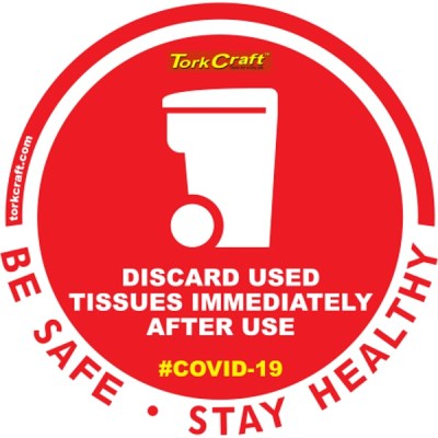 Covid 19 – 170mm Round Awareness Graphic – Tork Craft Red Discard Covid 19 – 170mm Round Awareness Graphic – Tork Craft Red Discard