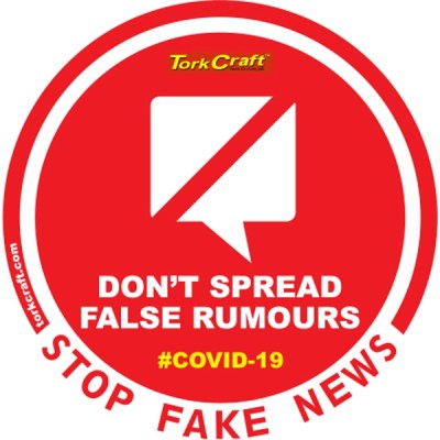 Covid 19 – 170mm Round Awareness Graphic – Tork Craft Red Rumours Covid 19 – 170mm Round Awareness Graphic – Tork Craft Red Rumours