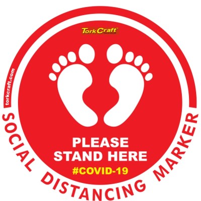 Covid 19 – 300mm Round Social Distancing Graphic – Tork Craft Red Feet Here Covid 19 – 300mm Round Social Distancing Graphic – Tork Craft Red Feet Here