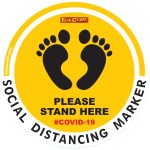 Covid 19 – 400mm Round Social Distancing Graphic – Tork Craft Yellow Feet Here Please Covid 19 – 400mm Round Social Distancing Graphic – Tork Craft Yellow Feet Here Please