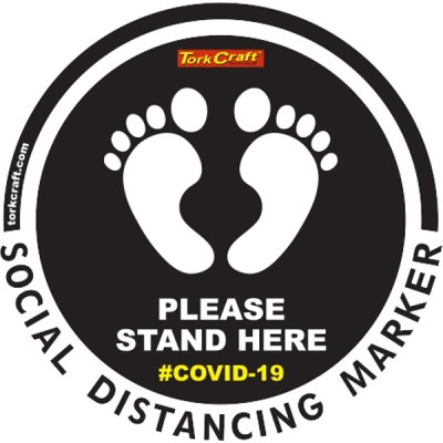 Covid 19 – 300mm Round Social Distancing Graphic – Tork Craft Black Feet Here Covid 19 – 300mm Round Social Distancing Graphic – Tork Craft Black Feet Here