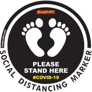 Covid 19 – 300mm Round Social Distancing Graphic – Tork Craft Black Feet Here Covid 19 – 300mm Round Social Distancing Graphic – Tork Craft Black Feet Here