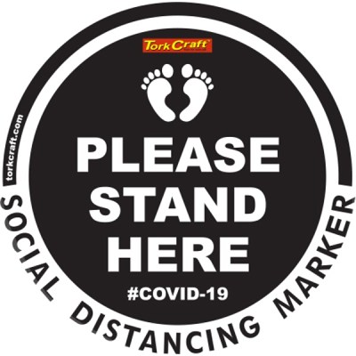 Covid 19 – 300mm Round Social Distancing Graphic – Tork Craft Black Small Feet Here Covid 19 – 300mm Round Social Distancing Graphic – Tork Craft Black Small Feet Here