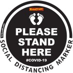 Covid 19 – 400mm Round Social Distancing Graphic – Tork Craft Black Small Feet Here Please Covid 19 – 400mm Round Social Distancing Graphic – Tork Craft Black Small Feet Here Please