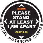 Covid 19 – 300mm Round Social Distancing Graphic – Tork Craft Black 1.5 Mtr Apart Covid 19 – 300mm Round Social Distancing Graphic – Tork Craft Black 1.5 Mtr Apart