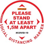 Covid 19 – 400mm Round Social Distancing Graphic – Tork Craft White 1.5 Mtr Apart Please Covid 19 – 400mm Round Social Distancing Graphic – Tork Craft White 1.5 Mtr Apart Please