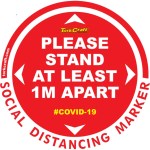 Covid 19 – 300mm Round Social Distancing Graphic – Tork Craft Red 1.0 Mtr Apart Covid 19 – 300mm Round Social Distancing Graphic – Tork Craft Red 1.0 Mtr Apart