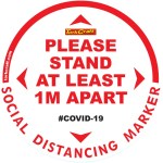 Covid 19 – 400mm Round Social Distancing Graphic – Tork Craft White 1.0 Mtr Apart Please Covid 19 – 400mm Round Social Distancing Graphic – Tork Craft White 1.0 Mtr Apart Please