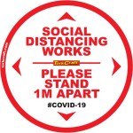 Covid 19 – 300mm Round Social Distancing Graphic – Tork Craft Double White 1.0 Mtr Apart Covid 19 – 300mm Round Social Distancing Graphic – Tork Craft Double White 1.0 Mtr Apart