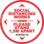 Covid 19 – 300mm Round Social Distancing Graphic – Tork Craft Double White 1.5 Mtr Apart Covid 19 – 300mm Round Social Distancing Graphic – Tork Craft Double White 1.5 Mtr Apart