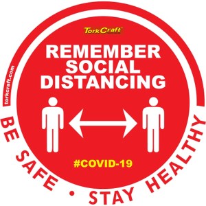 Covid 19 – 300mm Round Social Distancing Graphic – Tork Craft Remeber Red Covid 19 – 300mm Round Social Distancing Graphic – Tork Craft Remeber Red
