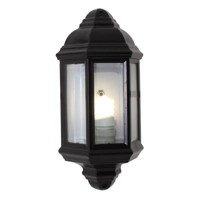 Eurolux Lantern Half Bevelled Glass Black Eurolux Lantern Half Bevelled Glass Black