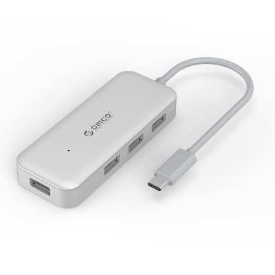 Orico 4 Port USB-C to 4xUSB3.0 Hub – Silver Orico 4 Port USB-C to 4xUSB3.0 Hub – Silver